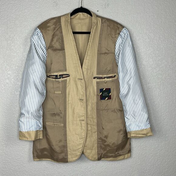 J Crew Men’s 44R Irish Linen Blazer Jacket Sport Coat 3-Button Tan - Picture 4 of 7